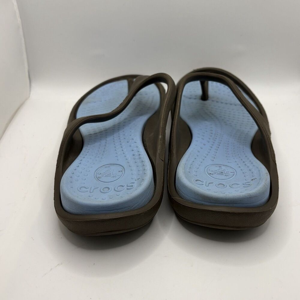 Crocs Athens Flip Flop Sandals Mens 10 Blue Grey Thong Sandal Beach Summer Golf - Picture 4 of 7